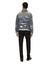 Blue wash denim jacket with rips - | Dolce & Gabbana