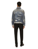 Blue wash denim jacket with rips - | Dolce & Gabbana
