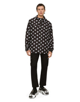 Quilted nylon jacket with hood and DG logo print - | Dolce & Gabbana