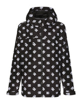 Quilted nylon jacket with hood and DG logo print - | Dolce & Gabbana