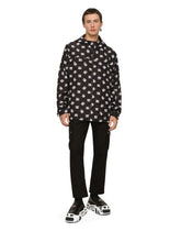 Quilted nylon jacket with hood and DG logo print - | Dolce & Gabbana