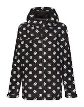 Quilted nylon jacket with hood and DG logo print - | Dolce & Gabbana