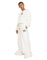 Round-neck terrycloth sweatshirt with logo tag - | Dolce & Gabbana