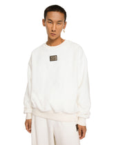 Round-neck terrycloth sweatshirt with logo tag - | Dolce & Gabbana