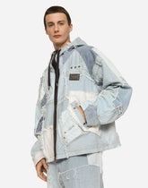 Denim patchwork jacket with hood - | Dolce & Gabbana