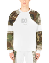 Camouflage patchwork sweatshirt with DG logo - | Dolce & Gabbana