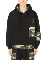 Hoodie with camouflage-print details - | Dolce & Gabbana