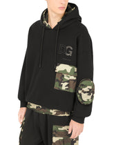 Hoodie with camouflage-print details - | Dolce & Gabbana