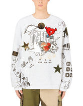 Printed jersey sweatshirt with patch - | Dolce & Gabbana