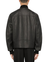 Leather jacket with DG logo print - | Dolce & Gabbana