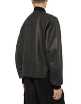 Leather jacket with DG logo print - | Dolce & Gabbana