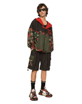 Printed nylon jacket with hood and patch - | Dolce & Gabbana