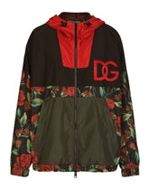 Printed nylon jacket with hood and patch - | Dolce & Gabbana