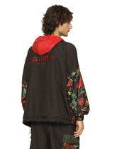 Printed nylon jacket with hood and patch - | Dolce & Gabbana