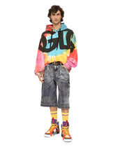 Tie-dye jersey hoodie with print - | Dolce & Gabbana