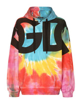 Tie-dye jersey hoodie with print - | Dolce & Gabbana
