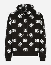 Jersey hoodie with all-over DG print - | Dolce & Gabbana