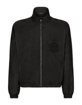 Zip-up technical silk sweatshirt with heraldic embroidery - | Dolce & Gabbana
