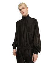 Zip-up technical silk sweatshirt with heraldic embroidery - | Dolce & Gabbana