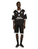 Jersey polo-neck sweatshirt with print and patch - | Dolce & Gabbana