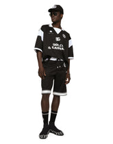 Jersey polo-neck sweatshirt with print and patch - | Dolce & Gabbana