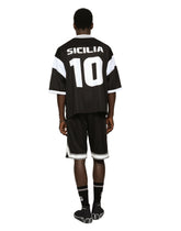 Jersey polo-neck sweatshirt with print and patch - | Dolce & Gabbana