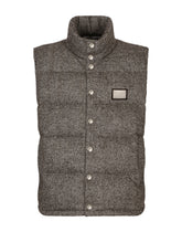 Sleeveless herringbone jacket with branded tag - | Dolce & Gabbana