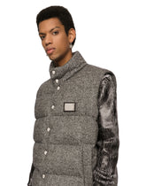 Sleeveless herringbone jacket with branded tag - | Dolce & Gabbana