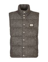 Sleeveless herringbone jacket with branded tag - | Dolce & Gabbana