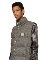 Sleeveless herringbone jacket with branded tag - | Dolce & Gabbana