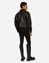 Leather jacket with nylon sleeves - | Dolce & Gabbana