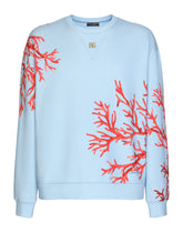Coral-print jersey sweatshirt with DG patch - | Dolce & Gabbana