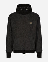 Wool jersey jacket with hood and logo - | Dolce & Gabbana
