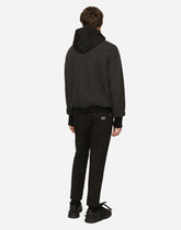 Wool jersey jacket with hood and logo - | Dolce & Gabbana