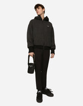 Wool jersey jacket with hood and logo - | Dolce & Gabbana