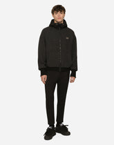 Wool jersey jacket with hood and logo - | Dolce & Gabbana