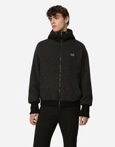 Wool jersey jacket with hood and logo - | Dolce & Gabbana