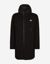 Stretch jersey parka with hood and tag - | Dolce & Gabbana
