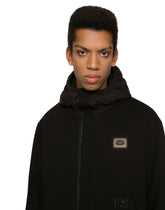 Stretch jersey parka with hood and tag - | Dolce & Gabbana