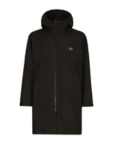 Nylon parka with hood and logo plaque - | Dolce & Gabbana