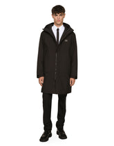 Nylon parka with hood and logo plaque - | Dolce & Gabbana