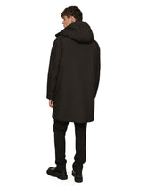 Nylon parka with hood and logo plaque - | Dolce & Gabbana