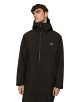 Nylon parka with hood and logo plaque - | Dolce & Gabbana
