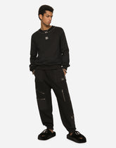 Jersey sweatshirt with studs and DG patch - | Dolce & Gabbana