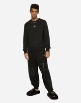 Jersey sweatshirt with studs and DG patch - | Dolce & Gabbana