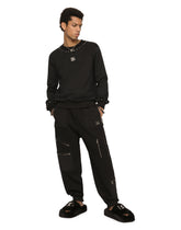 Jersey sweatshirt with studs and DG patch - | Dolce & Gabbana