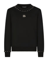 Jersey sweatshirt with studs and DG patch - | Dolce & Gabbana