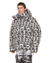 Quilted nylon jacket with hood and DG logo print - | Dolce & Gabbana