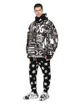 Satin jacket with all-over logo print - | Dolce & Gabbana