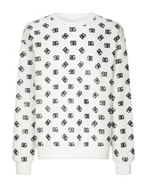 Technical jersey sweatshirt with all-over DG logo - | Dolce & Gabbana